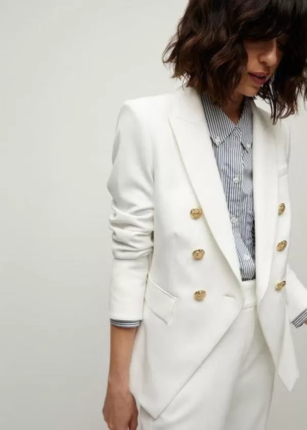 Store VERONICA BEARD MILLER DICKEY JACKET WHITE & GOLD BUTTONS OFFICE WHITE/GOLD