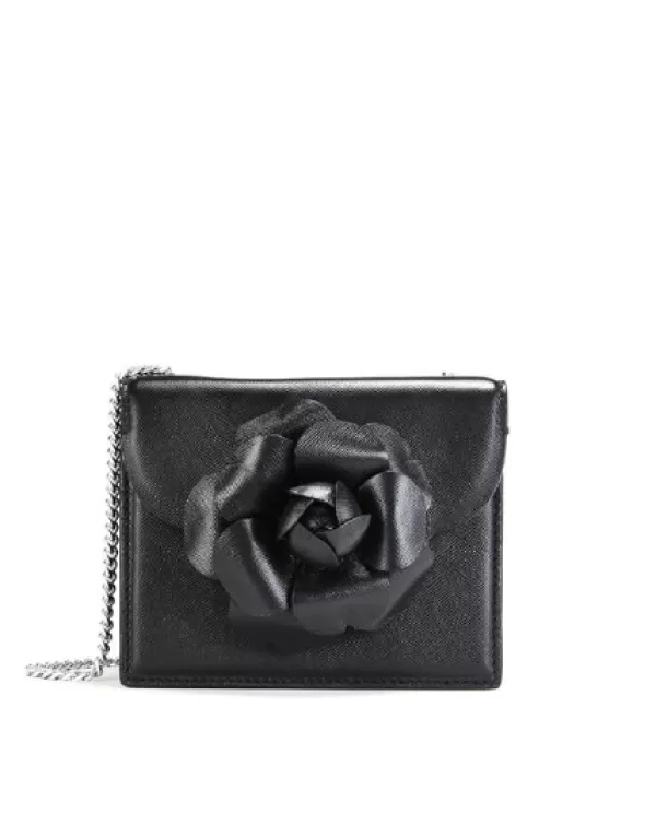 Store Oscar De La Renta MINI TRO CROSSBODY BAG W FLOWER BLACK