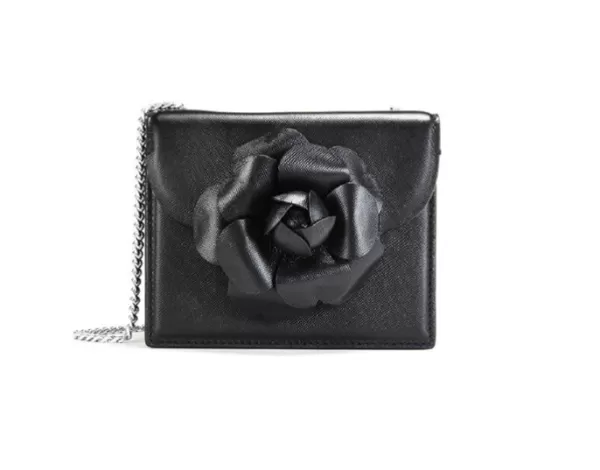 Store Oscar De La Renta MINI TRO CROSSBODY BAG W FLOWER BLACK