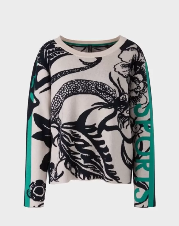 Discount MARC CAIN MYSTICAL TATTOO SWEATER W GREEN SPORT 155-ALMD BLSM