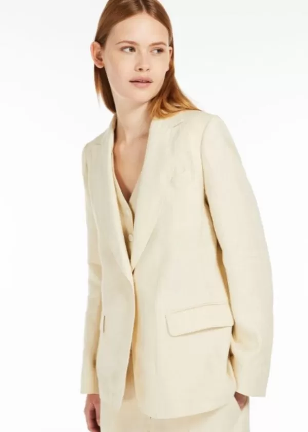 Best Sale MAX MARA NALUT LINEN SINGLE BREASTED JACKET SAND