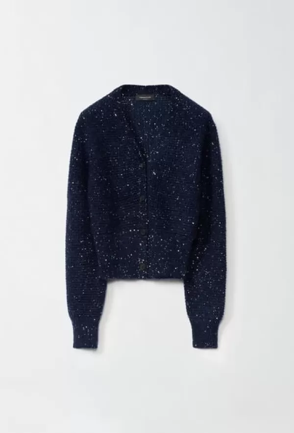 Cheap FABIANA FILIPPI CARDIGAN WITH SEQUINS KNITTED IN NAVY