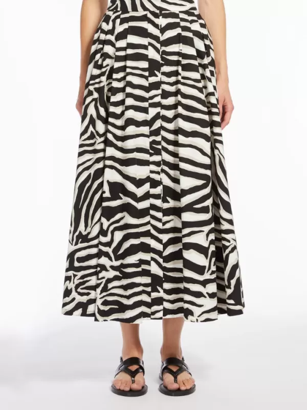 Store MAX MARA NICHOLS ANIMAL PRINT COTTON POPLIN SKIRT Black & White