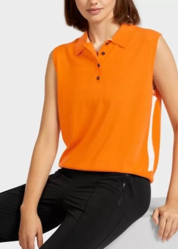 Hot MARC CAIN Orange Knitted Polo top 473-BRT ORANGE