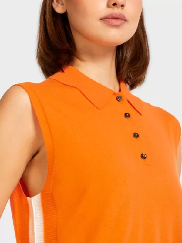 Hot MARC CAIN Orange Knitted Polo top 473-BRT ORANGE