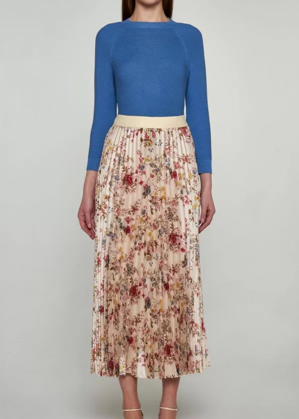 Hot MAX MARA PALIO PLEATED SKIRT IVORY FLORAL