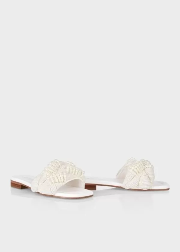 New MARC CAIN PEARL BEADED SUMMER SLIDES White