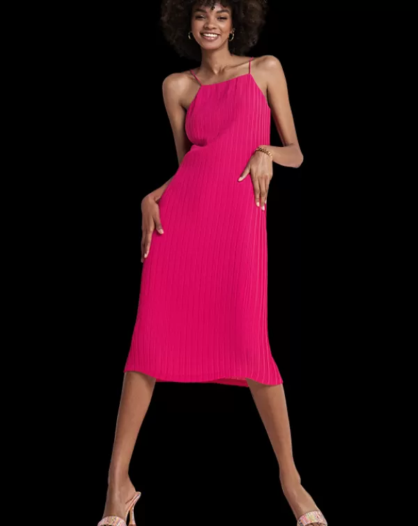 Cheap Riani Plisse Knitted Dress Bright Pink