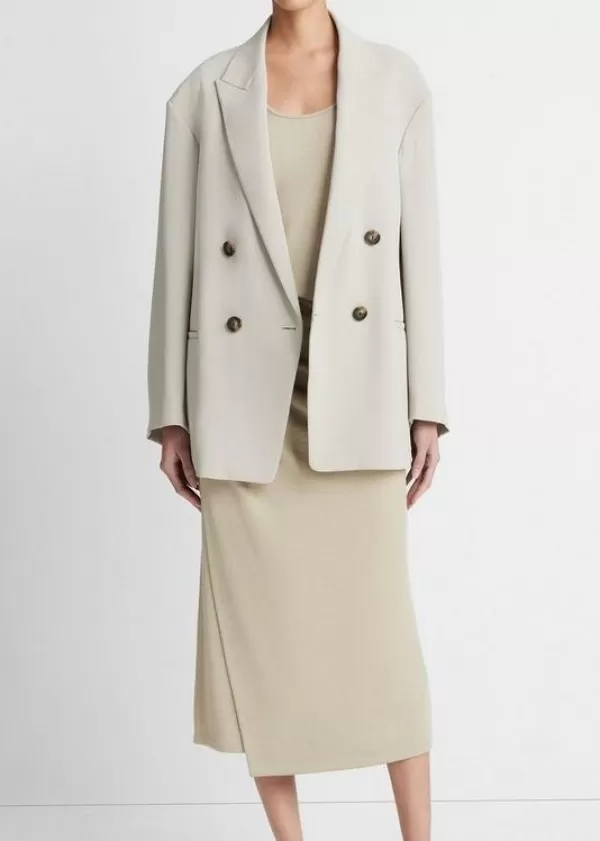 Best Sale VINCE CREPE DOUBLE BREASTED BLAZER SEPIA