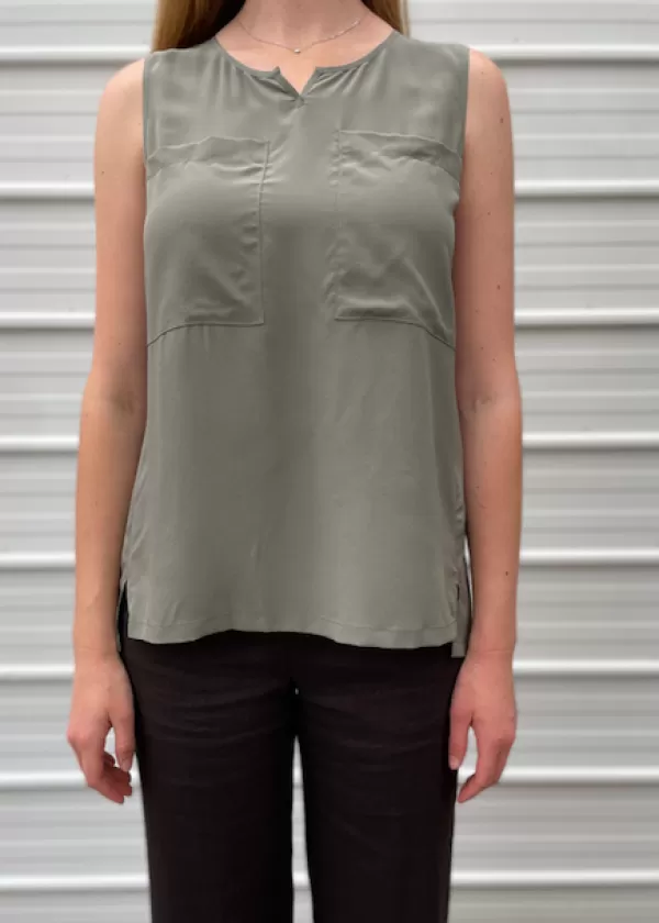 Outlet MARC CAIN SILK SLEEVELESS BLOUSE-TOP CROCODILE 592-CROCODILE