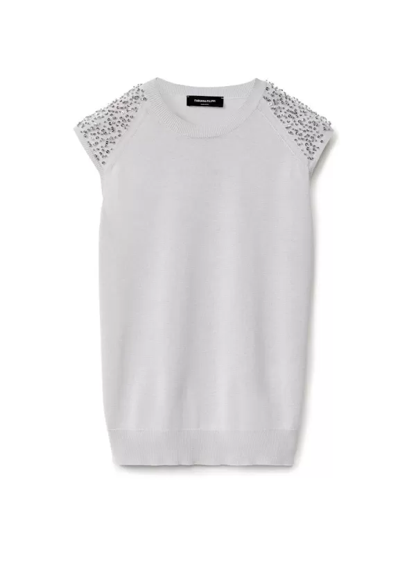 Hot FABIANA FILIPPI SLEEVELESS KNIT TOP W SEQUIN & BEADED INSET