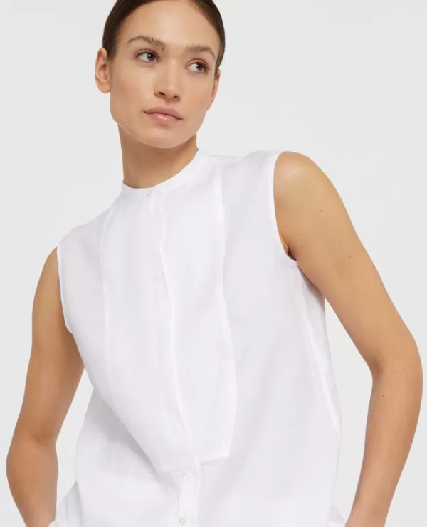 Cheap Aspesi Sleeveless shirt w mandarin collar & yoke detail