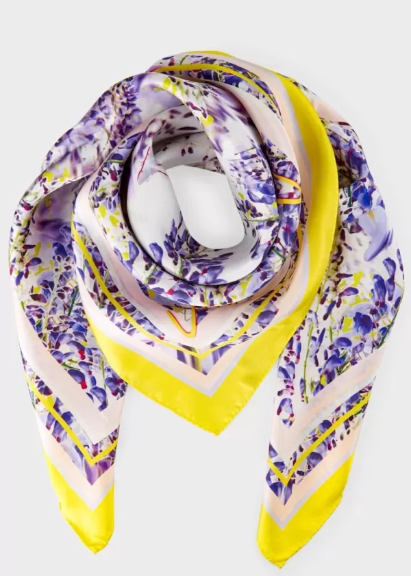 Clearance MARC CAIN SLIK SCARF WITH FLORAL PRINT 722-BRT LILAC