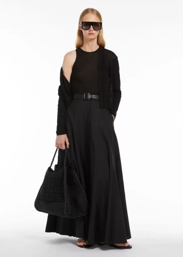 Best MAX MARA TERAMO FULL LENGHT COTTON POPLIN SKIRT BLACK