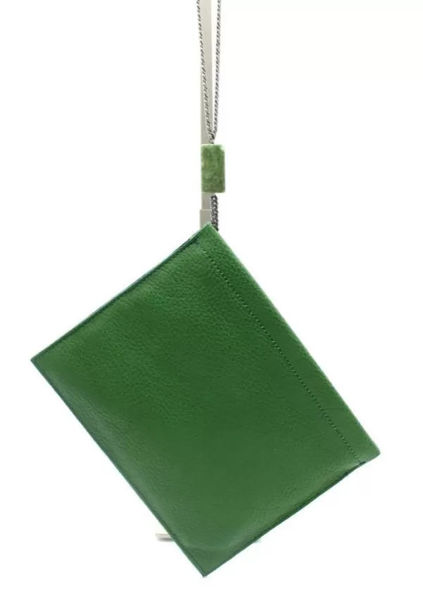 Store LAURA B The Clutch GREEN LEATHER