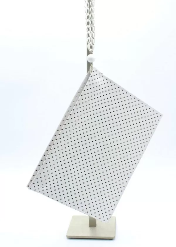 Fashion LAURA B THE CLUTCH LEATHER CLUTCH WHITE W DOTS LASER CUT