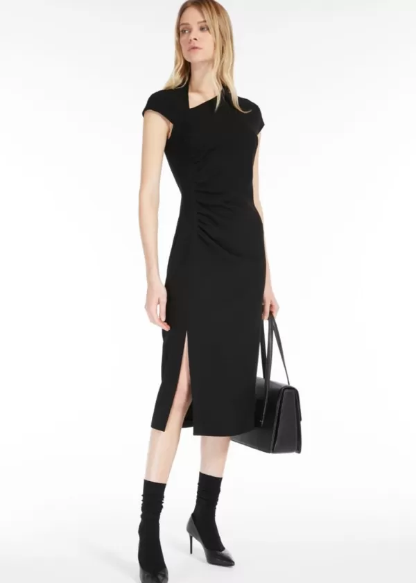 Best Sale MAX MARA VERMUT LONG CADY DRESS W ASYMMETRICAL NECKLINE