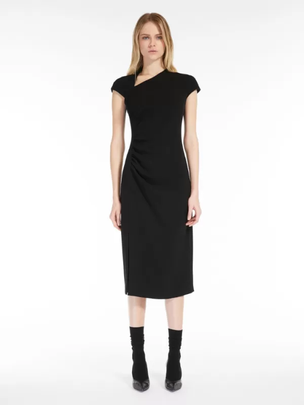 Best Sale MAX MARA VERMUT LONG CADY DRESS W ASYMMETRICAL NECKLINE