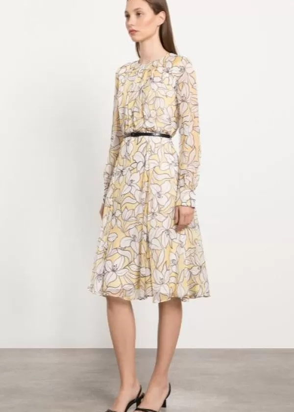 Discount MAX MARA Verusca silk floral chiffon dress Light Yellow