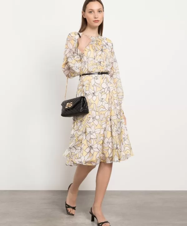 Discount MAX MARA Verusca silk floral chiffon dress Light Yellow