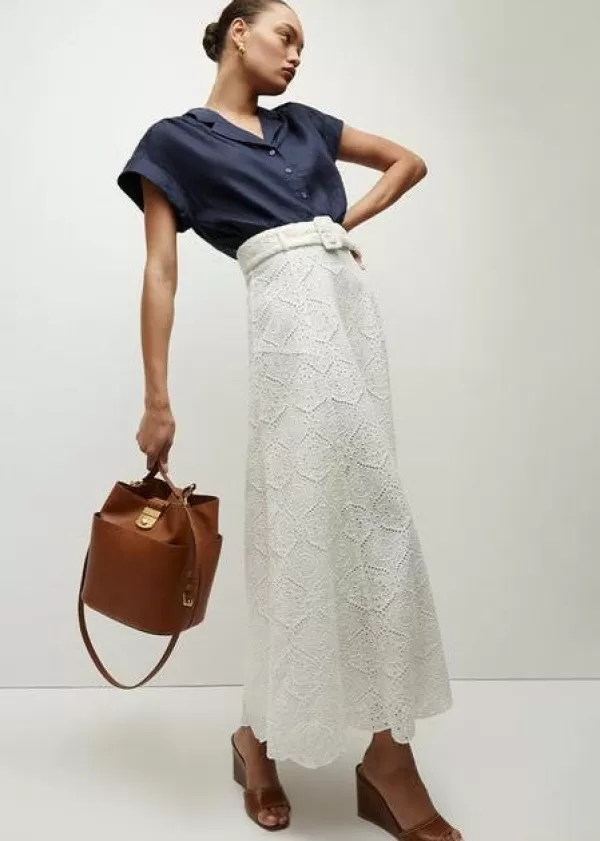 Store VERONICA BEARD VINTRY EYELET SKIRT WHITE