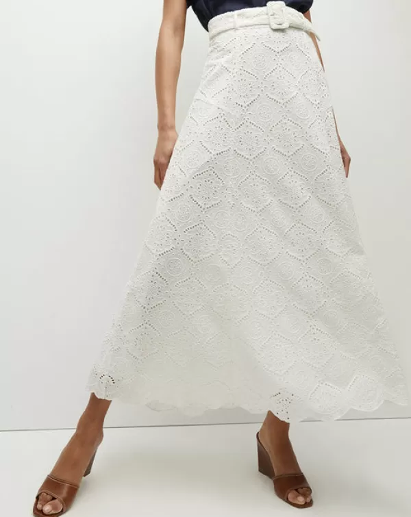 Store VERONICA BEARD VINTRY EYELET SKIRT WHITE