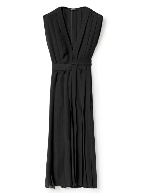 Hot FABIANA FILIPPI V-NECK PLEATED WRAP DRESS IN CHIFFON Black