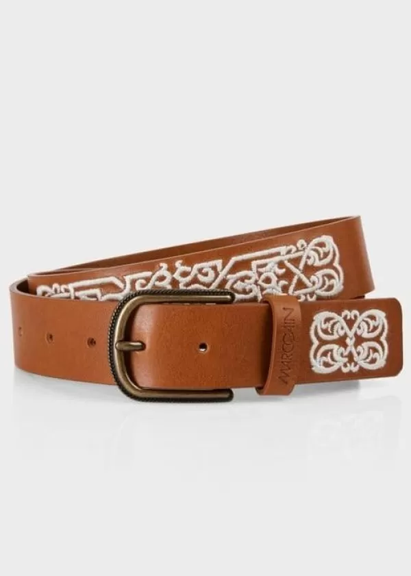 Flash Sale MARC CAIN WAISTED BELT WITH CONTRASTING EMBROIDERY 447-BRT OCHRE