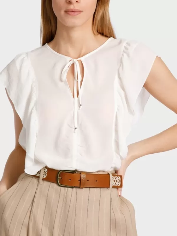 Flash Sale MARC CAIN WAISTED BELT WITH CONTRASTING EMBROIDERY 447-BRT OCHRE