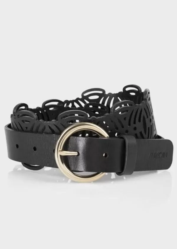 Cheap MARC CAIN WAISTED PUNCH DESIGN BELT 900-BLACK