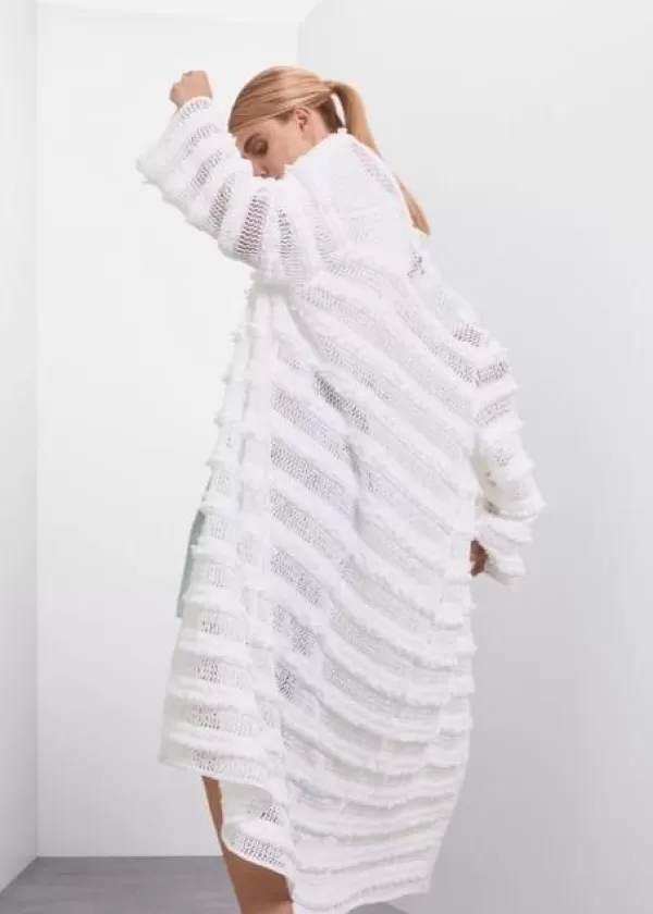 Sale MARC CAIN KNITTED CARDIGAN COAT White