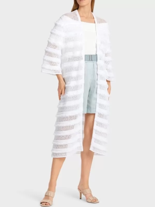 Sale MARC CAIN KNITTED CARDIGAN COAT White