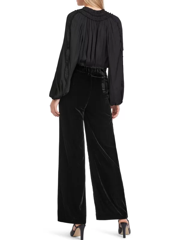 Fashion MARC CAIN WIDE LEG FLAT FRONT PALAZZO VELVET PANTS